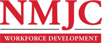 Logo of NMJC Workforce Development. "NMJC" is in large red letters above a horizontal line. Below the line, "Workforce Development" is written in smaller white text on a red background.